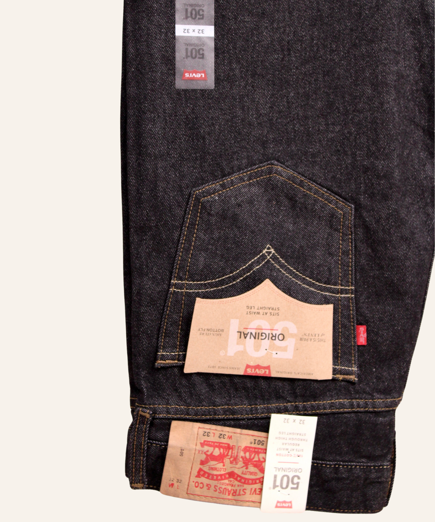 Straigh Leg 501 Negro trama blanca